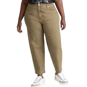 NWT Terra & Sky High Rise Barrel Jeans in Olive Wash Comfy Stretch Size 24W